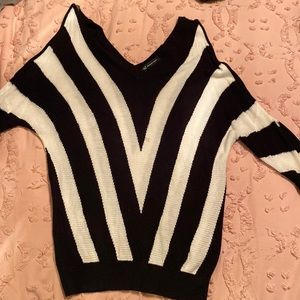 INC Dolman Sleeve Bare Shoulder Sweater with Silver Metal Detail